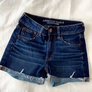 American Eagle High Rise Shortie Super stretch dark wash Size 4 Jean Short